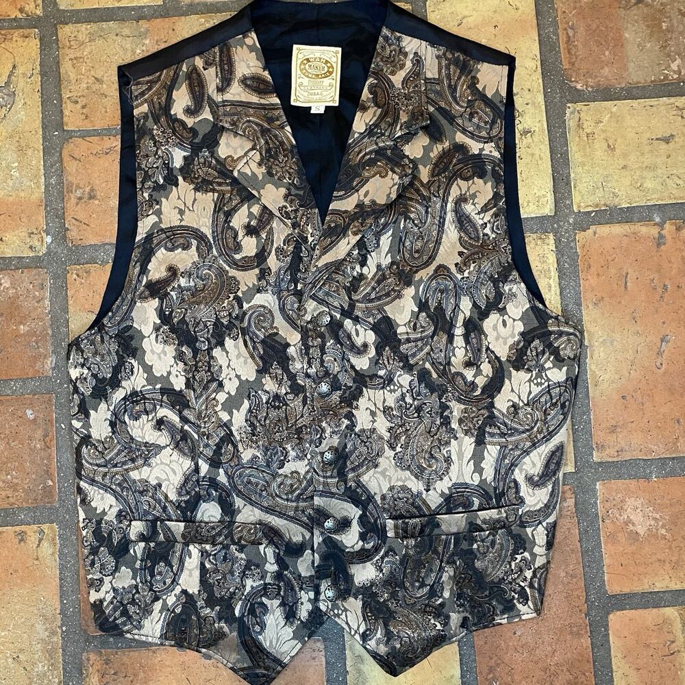 Wah Maker Vest Men’s Small Frontier Clothing Western Button Front Waistcoat